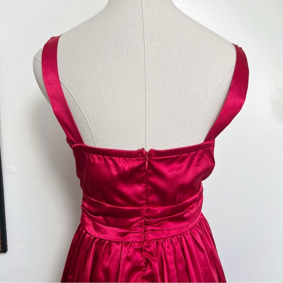 Vintage 90s Candies Red Satin Bubble Hem Party Dress - Picture 6 of 8